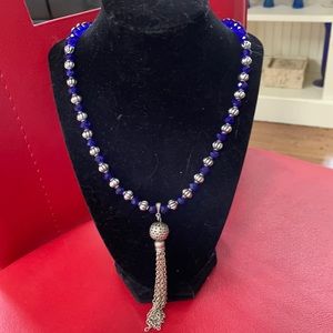 Blue sapphire Swarovski crystals with sterling